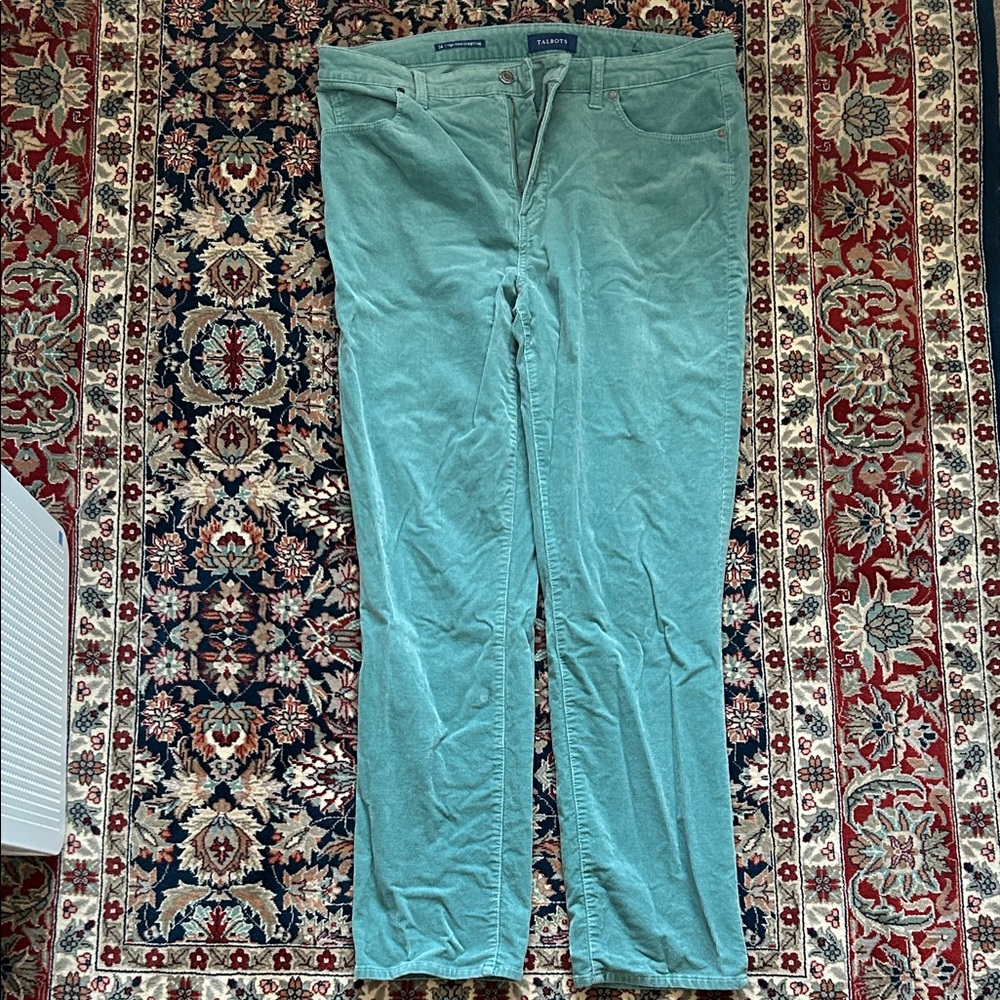 Talbots Teal High-Waist Corduroy Pants